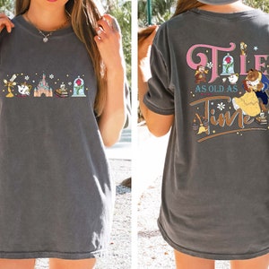 Vintage Disney Beauty and the Beast Belle Princess Comfort Colors 2-sided Shirt, Tale as old as time Disneyland Walt Disneyworld Trip Shirt
