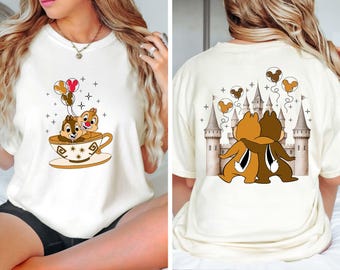 2 Sided Chip And Dale Shirt, Disney Double Trouble Comfort Colors Shirt, Chip N Dale Magic Castle T-shirt, Disney Family Shirt, Disney Trip