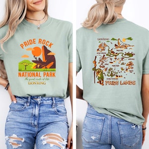 Chemise Rafiki Simba Pride Lands recto-verso couleurs confort, T-shirt rétro Le Roi Lion, parc Animal Kingdom, voyage autour du monde