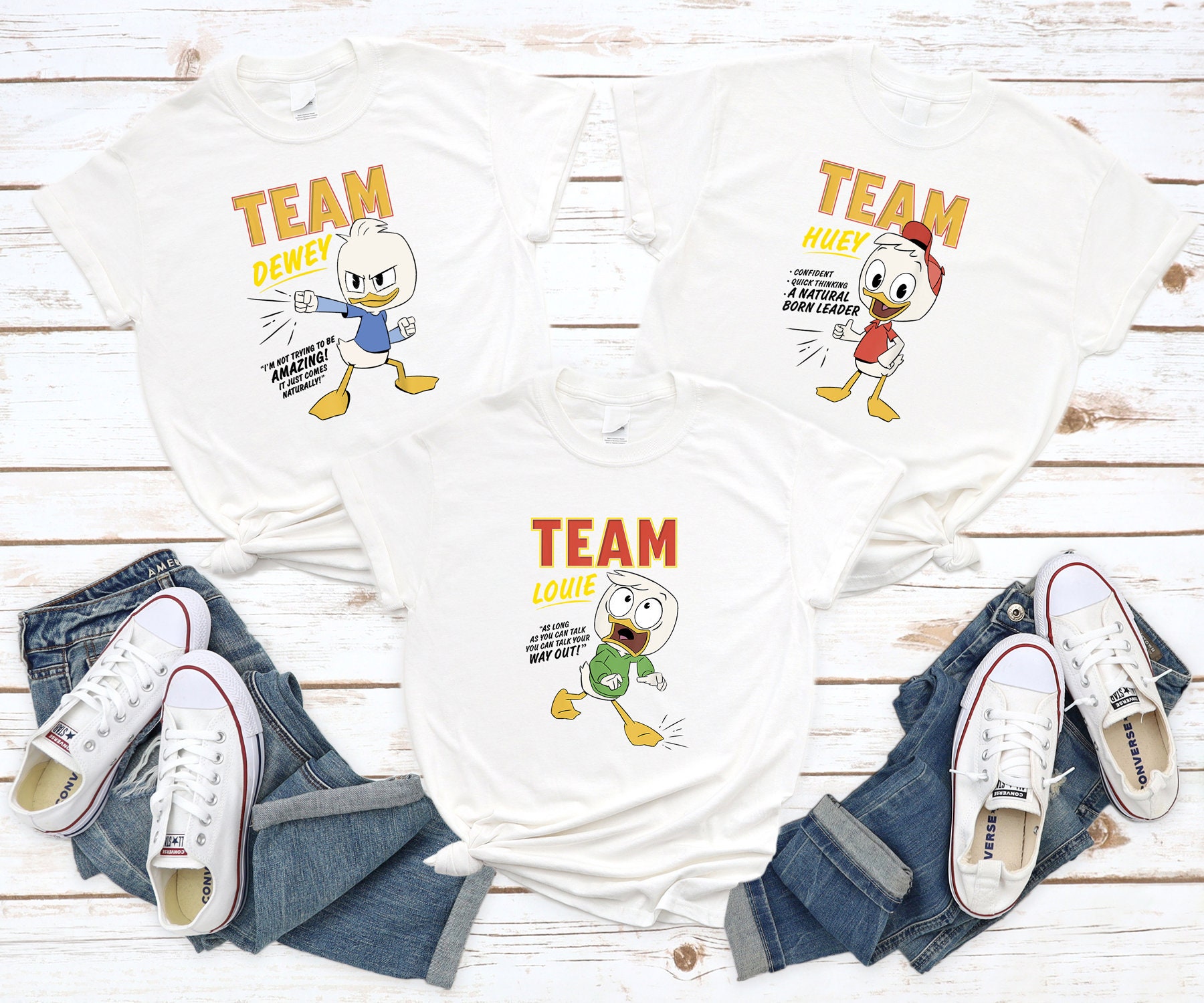 Team Duck Tales Shirt, Team Huey Dewey Louie Group Shirts, Disney