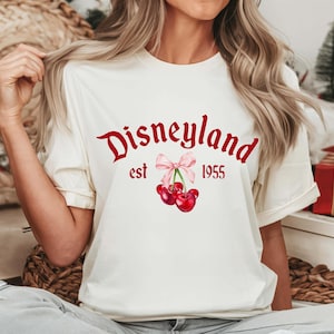 Disneyland Est 1955 Comfort Colors® Shirt, Disneyland Cherry Shirt, Pink Disneyland Mouse Ears Shirt , Girls Disneyland Trip Shirt