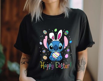 Happy Easter Stitch Shirt, Disney Stitch Bunny T-Shirt, Stitch Lover Tee, Disney Egg Tee, Disney Matching Shirt, Disney Easter Day Shirt