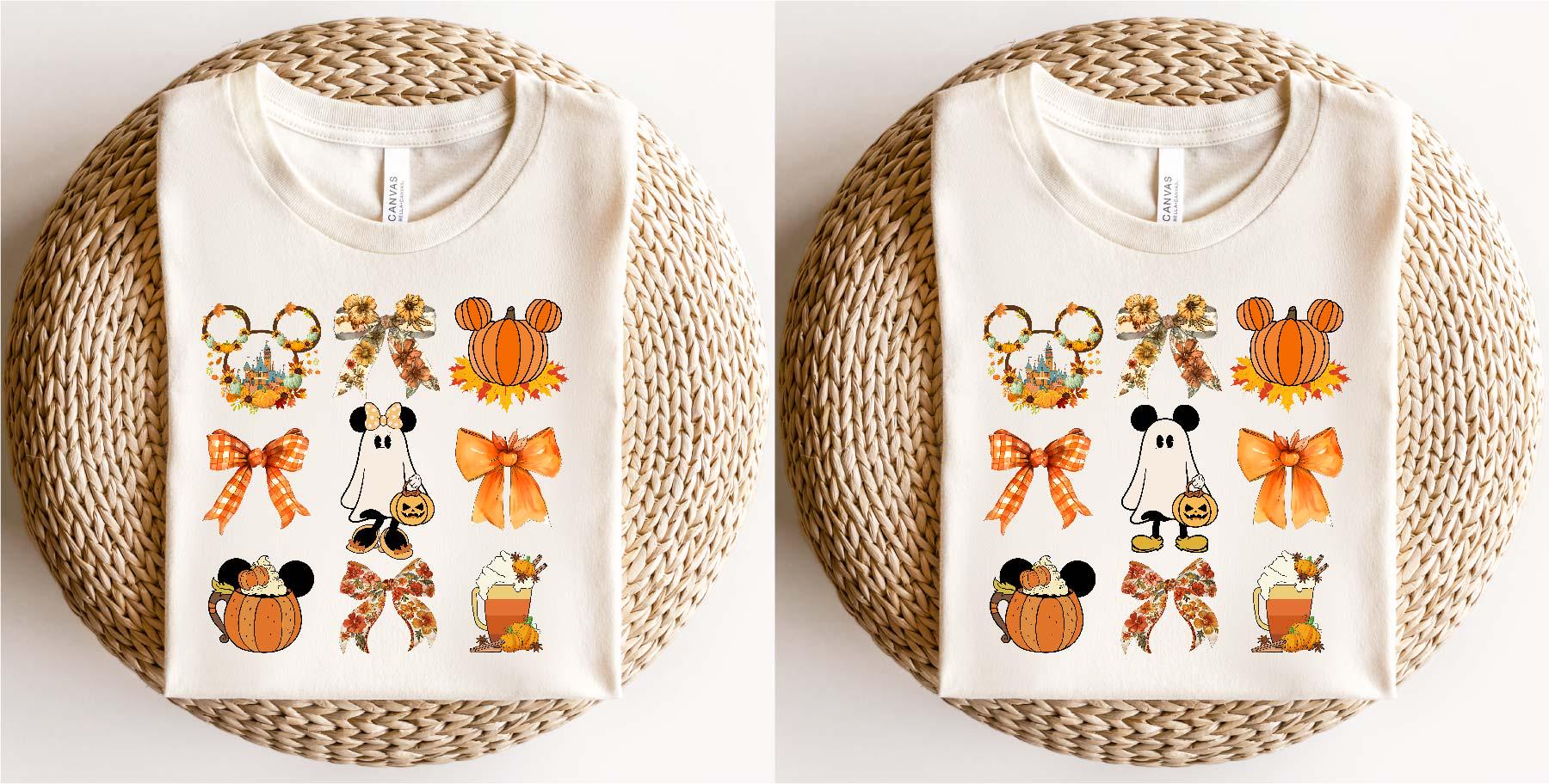 Disney Mickey Minnie Coquette Ghost Shirt, Fall Thanksgiving Sweatshirt, Mickey Minnie Couple Tee, Autumn Matching Disney Shirt