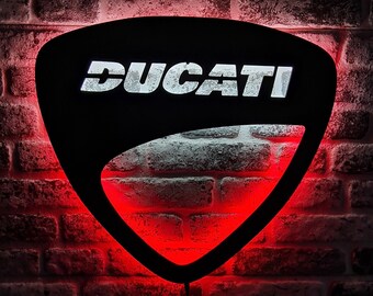 Ducati Led Sign, Garage Led Lighted Decor, Motorcycle Gift, Handmade Led Sign