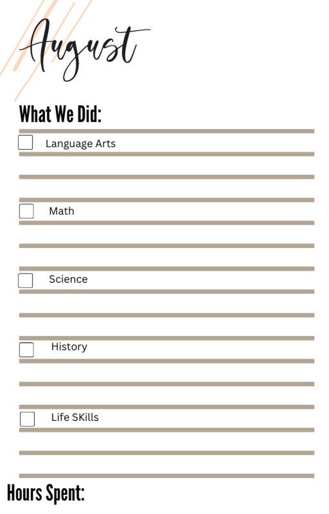 Homeschool Record Keeping Log - Etsy