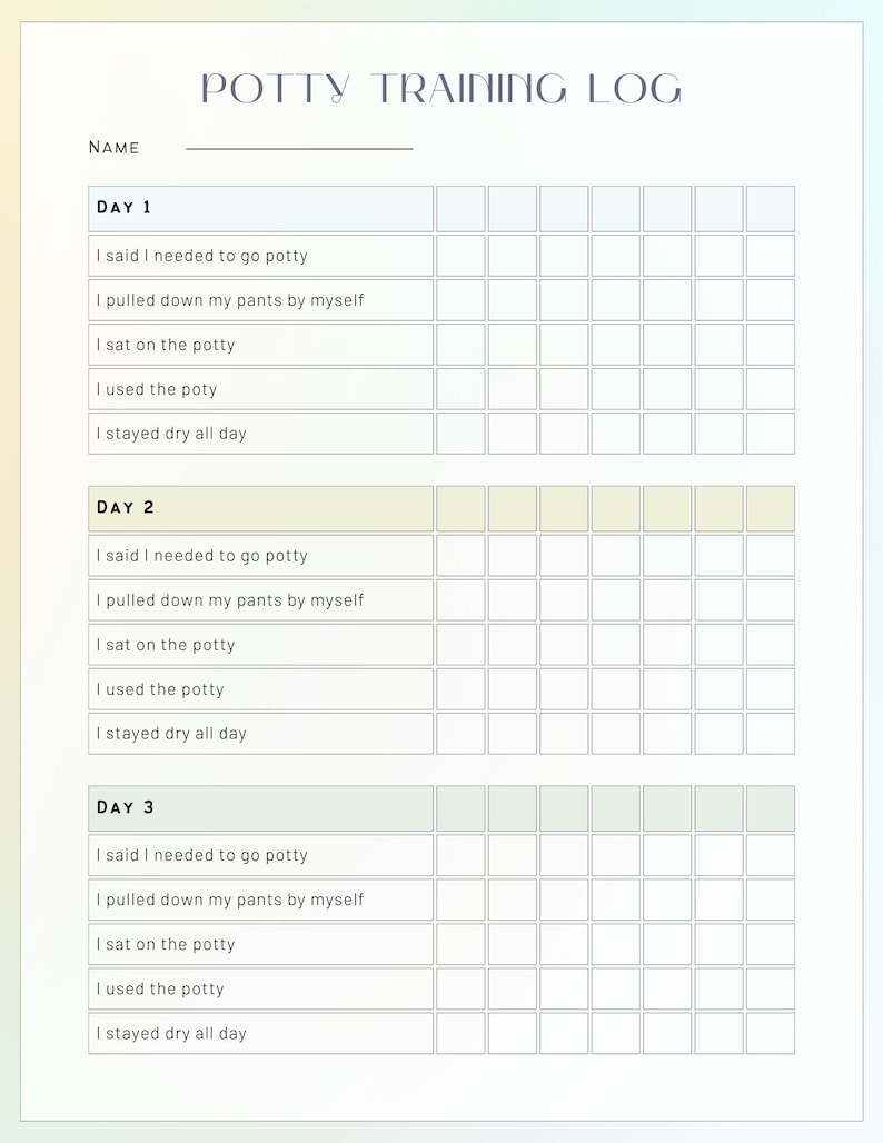 Potty Training Log Etsy