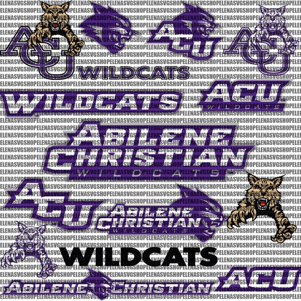 Wildcats SVG, Football Team SVG, Collage, Game Day, Basketball, Abilene Christian, Mom, Ready For Cricut, Instant Download.
