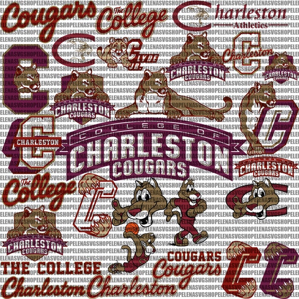 Cougars SVG, Football Team SVG, Game Day, Basketball, Collage of Charleston, Colgate, Mom, Ready For Cricut, Instant Download.