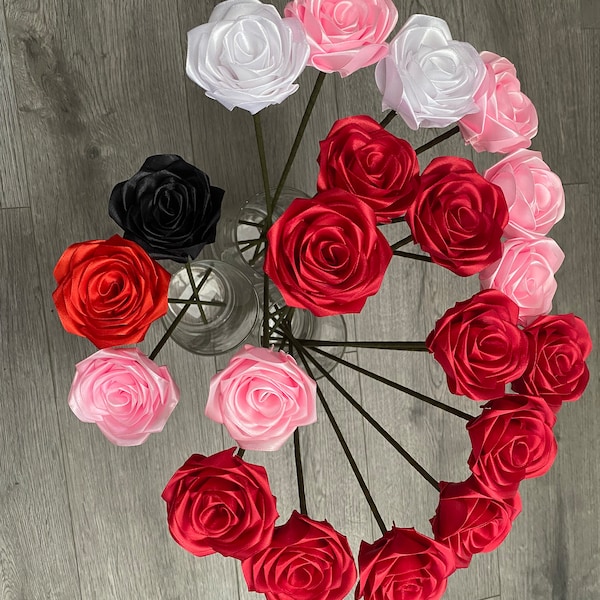 Handmade Ribbon Rose - single
