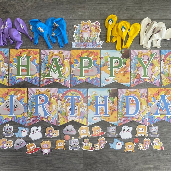 46 piece Lankybox Birthday Decoration Set - FREE STICKERS included - Handmade craft- Party