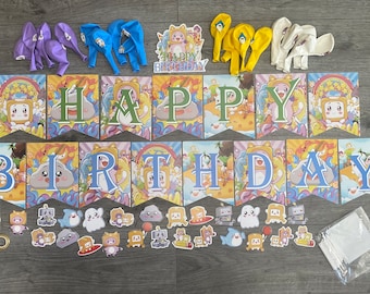 46 piece Lankybox Birthday Party Decorations - FREE stickers included - Handmade Party Supplies