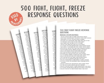 500 preguntas de lucha, huida y congelamiento, libro de trabajo sobre traumas, diario del sistema nervioso, sanación de la ansiedad, regulación emocional y terapia somática.