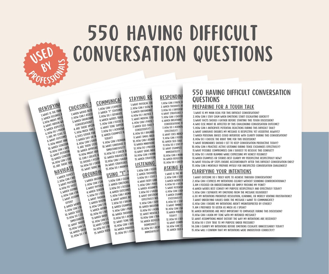550 Difficult Conversation Questions, Conflict Resolution Workbook ...