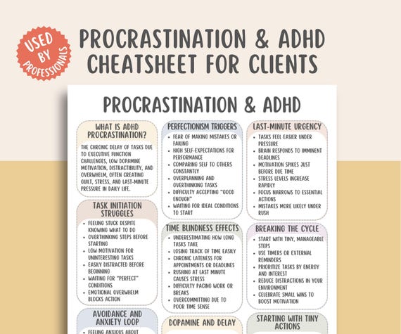 Procrastination Tips For ADHD, ADHD Focus Strategies, ADHD Time Management, Adhd Productivity Hacks, Attention Deficit Task Planning Guide