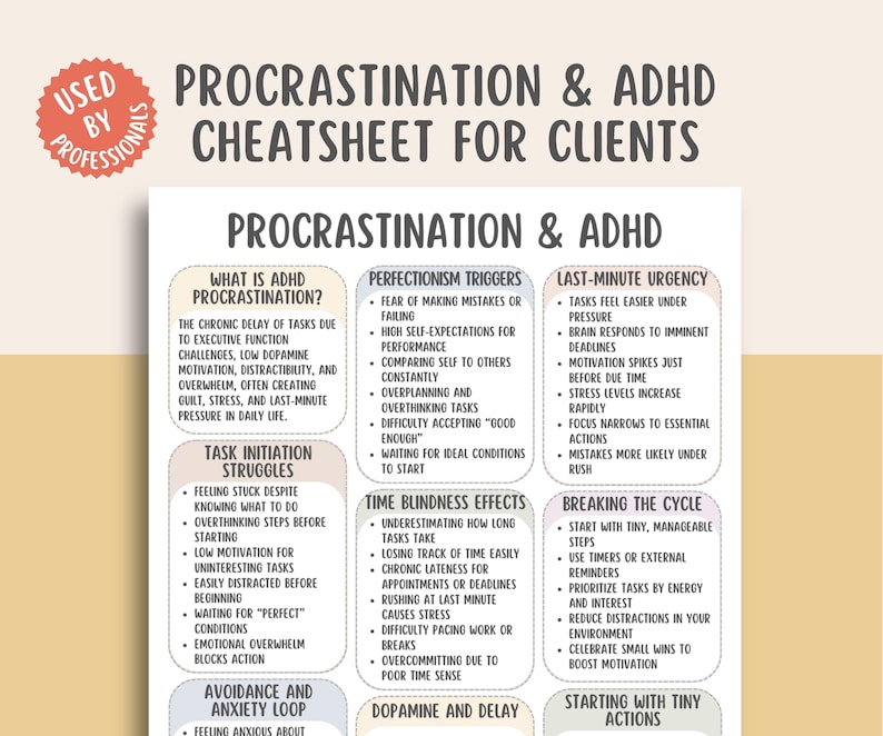 Procrastination Tips For ADHD, ADHD Focus Strategies, ADHD Time Management, Adhd Productivity Hacks, Attention Deficit Task Planning Guide