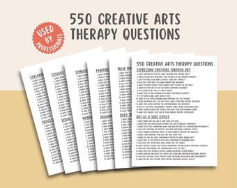 550 Perguntas sobre Terapia de Arte Criativa, Sugestões de Terapia de Arte, Planilhas de Saúde Mental, PDF sobre Artes Expressivas, Ferramenta de Aconselhamento, Download Instantâneo