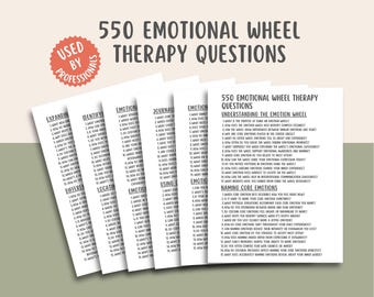 550 vragen over emotionele wieltherapie, gevoelensgrafiek, emotiekaarten, werkbladen geestelijke gezondheid, counselingtools, pdf-therapiewerkboek