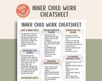 Inneres Kind Arbeit Spickzettel, Wiederbeeltern von Traumata, Heilung von Kindheitstraumen, Arbeitsblatt zur Selbstheilung, Schattenarbeit pdf