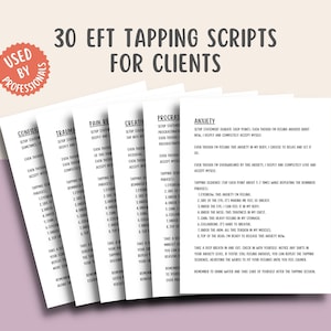 30 EFT Tapping Therapy Scripts, Somatic Coping Skills, Emotionally Focused Therapy, Mental Health Counselor Therapy Intervention Cheat sheet