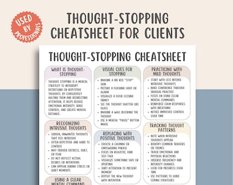 Thought-Stopping Cheatsheet, Intrusive Thought Guide, Cognitive Restructuring, Anxiety Coping Worksheet, Mindfulness Practice, Stress Relief