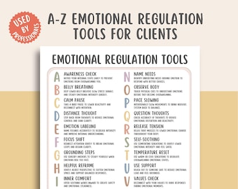 Hulpmiddelen voor emotionele regulatie, gids voor emotiebeheersing, afdrukbaar stemmingsregulatie, grafiek met copingvaardigheden, hulpmiddelen voor stress, hulp bij mindfulness