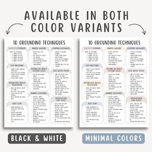 10 Grounding Techniques Cheatsheet, Anxiety Relief Guide, Stress Management, Mindfulness Exercises, Emotional Regulation, Calming Corner