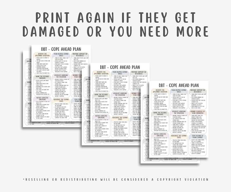 DBT Cope Ahead Plan Cheatsheet, Crisis Planning Worksheet, Emotion ...