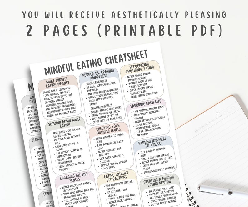 Mindful Eating Cheatsheet, Intuitive Eating Guide, Healthy Eating ...