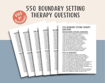 550 Boundary Setting Therapy Questions, Emotional Boundaries, Assertive Communication, Relationship Workbook, Healing PDF, Self-Growth