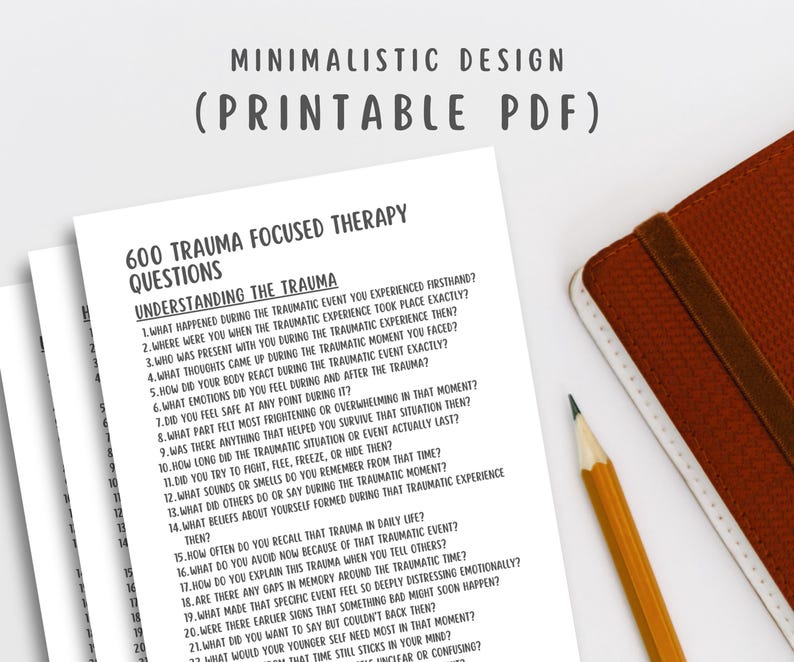 600 Trauma-Focused Therapy Questions, Trauma Healing Prompts, PTSD, Mental Health Worksheets, Shadow Work, Inner Child, EMDR Therapist Tools