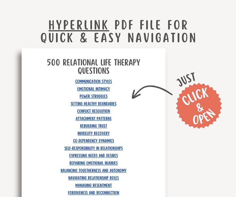 Relational Life Therapy Questions, couples communication prompts, marriage workbook, relationship repair guide intimacy builder trust issues