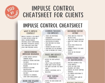 Impulse Control Skills Chart, Emotional Regulation Guide, Mindful Behavior Tracker, Self Discipline Worksheet, Cognitive Control Tool