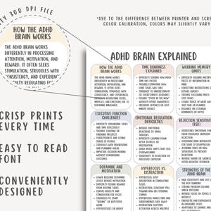 ADHD Brain Explained Cheatsheet, Neurodivergent Support Guide, Focus and Attention Tool, Executive Function Worksheet, Mental Clarity Aid