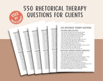 550 Rhetorical Therapy Questions, Mental Health Worksheets, Counseling Prompts, Psychology Prints, Therapist Office Decor, Self Reflection