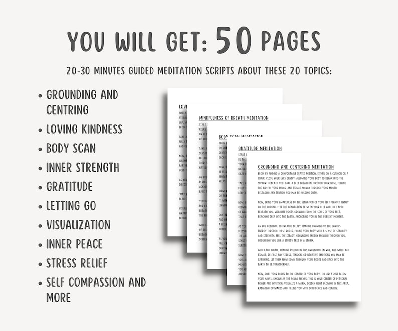 20-30 Minute Guided Meditation Scripts, Anxiety, Depression, Stress Reduction, Trauma Recovery, Boundaries, Self-Esteem, DBT, CBT Meditation