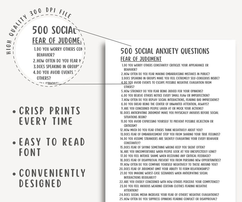 Social Anxiety Questions, Therapy Prompts, Mental Health Journal ...
