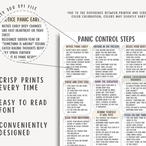 Panic Control Steps Cheat Sheet, Panic Attack Relief Guide, Anxiety Coping Skills Workbook, Calm Breathing Techniques, Stress Reset Tool