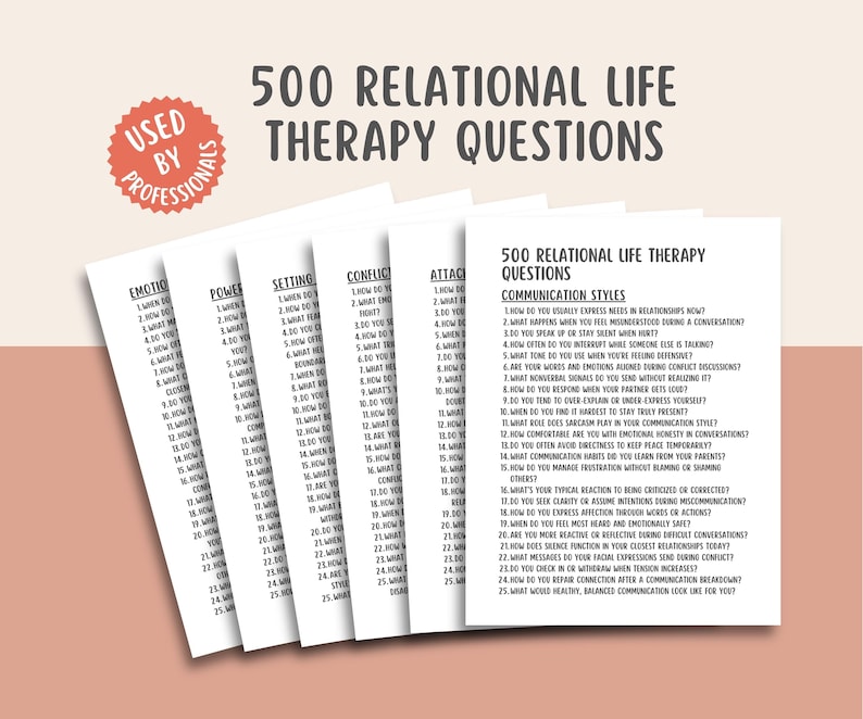 Relational Life Therapy Questions, couples communication prompts, marriage workbook, relationship repair guide intimacy builder trust issues
