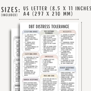 DBT Distress Tolerance Skills Cheat Sheet PDF, Therapy Worksheet, Mental Health Tool, Coping Skills Guide, Printable Self Help Decor