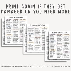 Trauma-informed care cheatsheet, therapist handout, trauma response chart, polyvagal reference, somatic tools, nervous system support, pdf