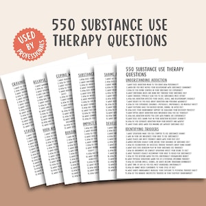 550 Substance Use Therapy Questions, Addiction Recovery Workbook, Relapse Prevention Tool, Mental Health Printable, Sobriety Journal