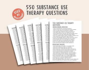 550 Substance Use Therapy Questions, Addiction Recovery Workbook, Relapse Prevention Tool, Mental Health Printable, Sobriety Journal