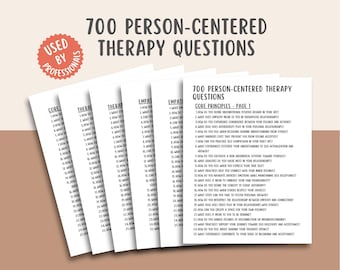 700 Person-Centered Therapy Questions, Core Principals, Self-concept, Grief and Loss, Interpersonal Relationships, Therapy Interventions