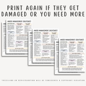 Anger Management Cheatsheet, Emotional Regulation, Mental Health Printable, Self Regulation Tool, Anger Coping Worksheet, Guide for Adults