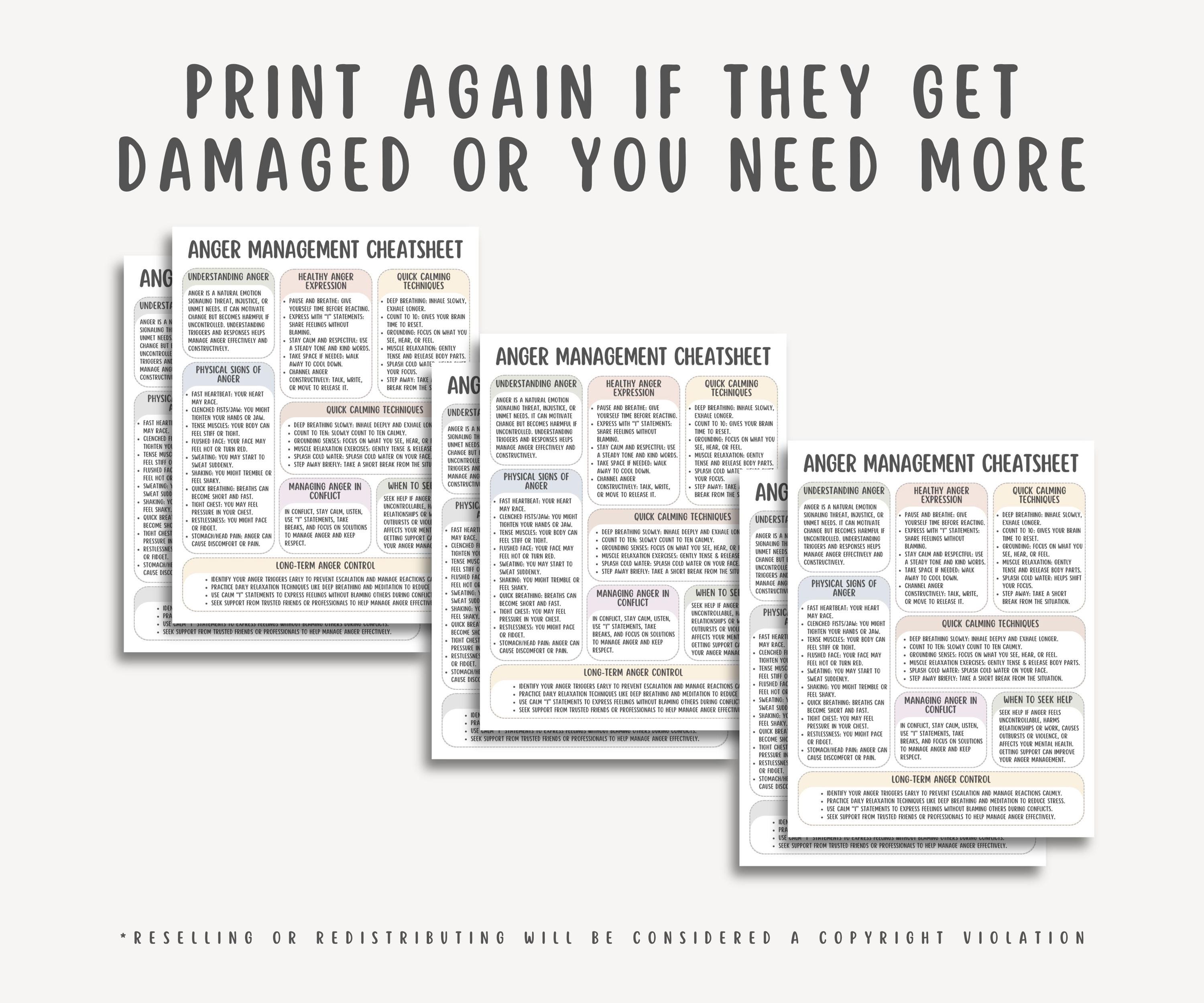 Anger Management Chart.pdf Anger Management Cheatsheet, Emotional Regulation, Mental Health ...
