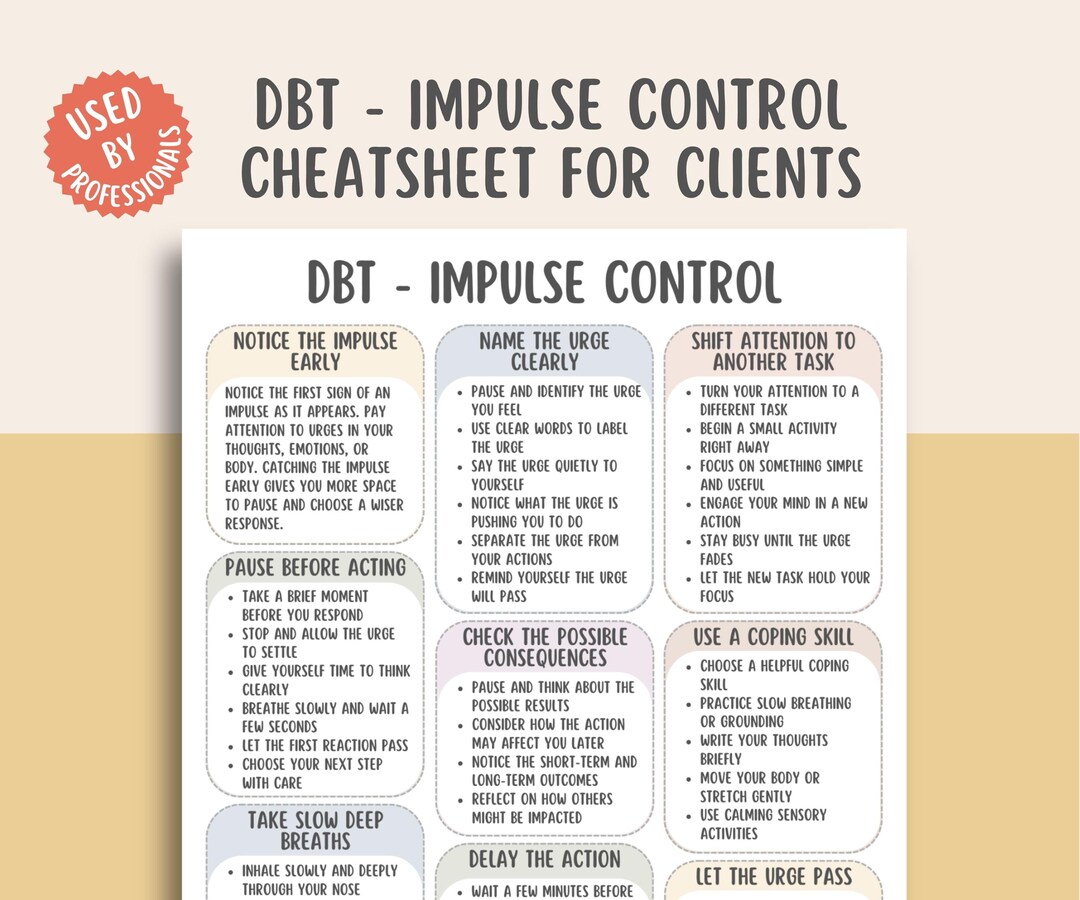 Urge Log Worksheet.pdf DBT Impulse Control Cheatsheet, Urge Management Worksheet, Self Control ...