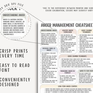 Anger Management Cheatsheet, Emotional Regulation, Mental Health Printable, Self Regulation Tool, Anger Coping Worksheet, Guide for Adults