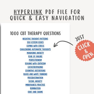 1000 CBT Therapy Questions, Cognitive Behavioral Therapy Resources, Therapy Interventions, Negative Thought Patterns, Self Esteem Worksheets
