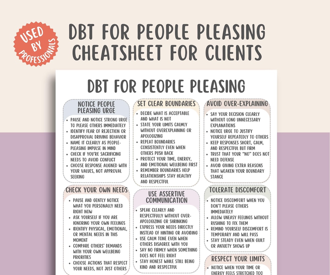 DBT for People Pleasing Cheatsheet, Boundary Setting Worksheet ...