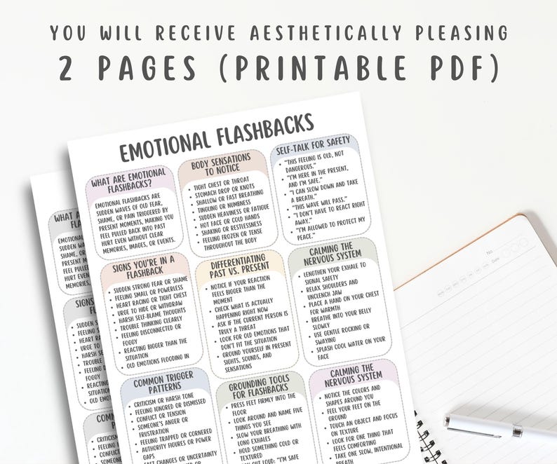 Emotional Flashbacks Cheatsheet, Trauma Response Guide, Trigger ...